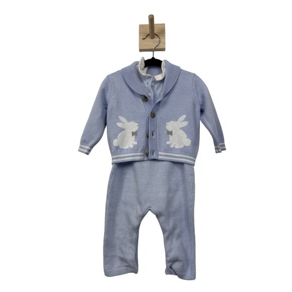 Janie and Jack Other - NWT Janie and Jack boy EASTER plaid romper blue sweater and pant SET #170